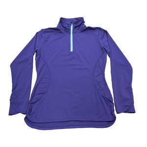 Title Nine 1/4 Zip Pullover Top Stretch Purple Size Small Training Athletic